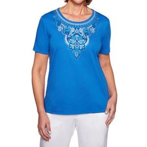Alfred Dunner Waikiki Crew Neck Short Sleeve Tee